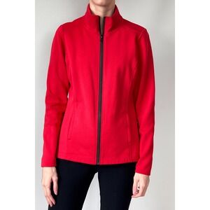 Fisoul Womens Red Full Zip Jacket Size Medium Casual Travel Mock‎ Neck